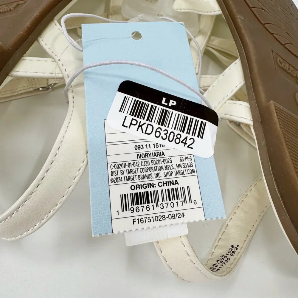 NEW Cat & Jack Kids' Aria Bow Sandals -  Ivory - Size 2